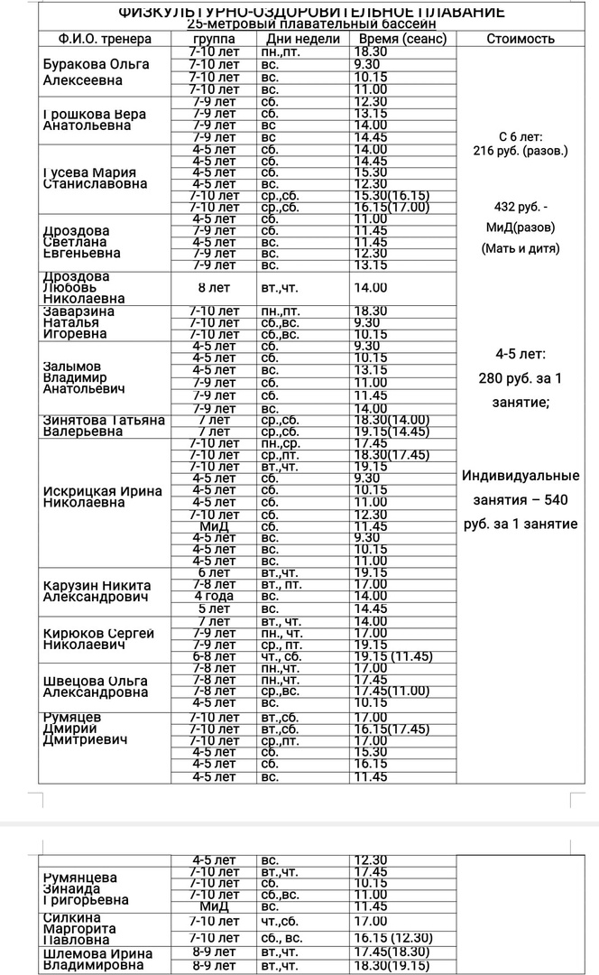Плавательный бассейн «Заря»