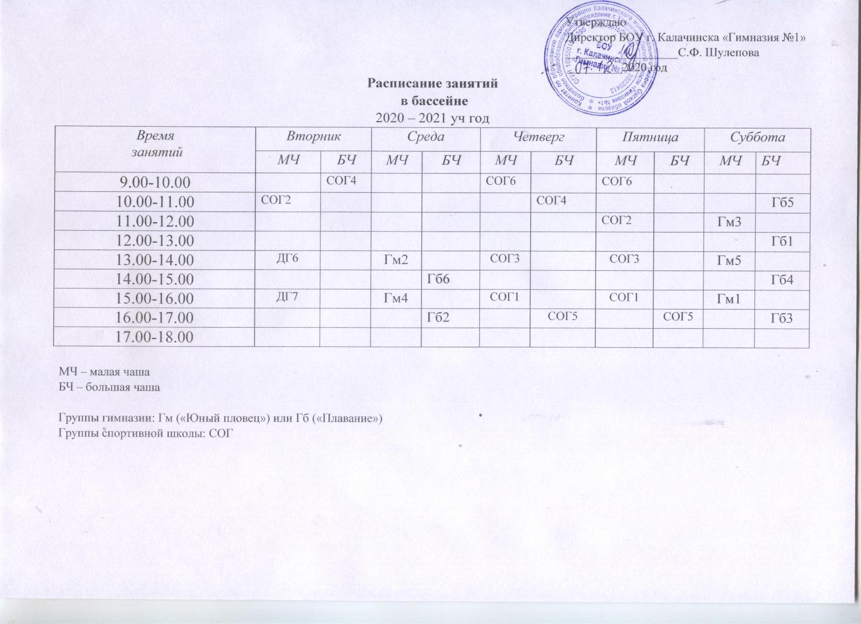 Плавательный бассейн Гимназии №1