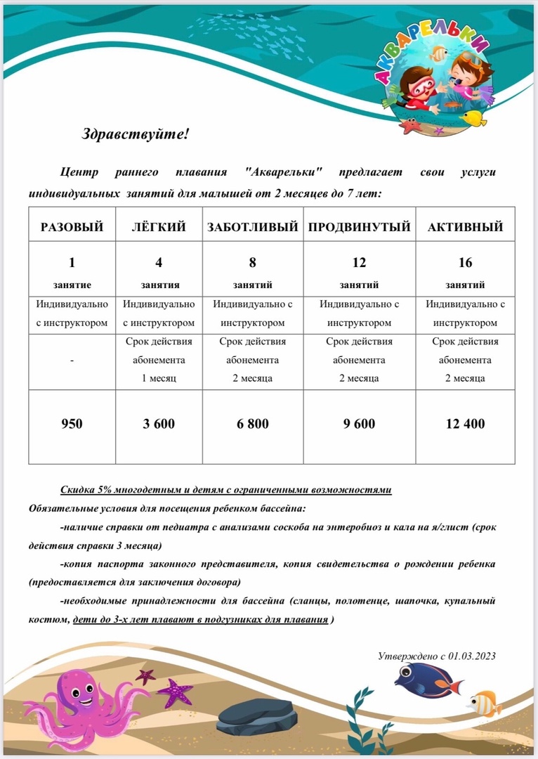 Детский бассейн «Акварельки»